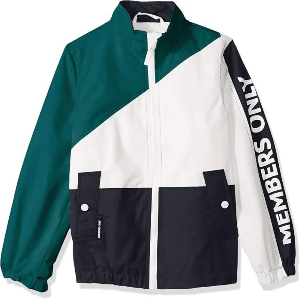 Members Only Toddler Windbreaker Jacket Green Black White Size 5 NWT